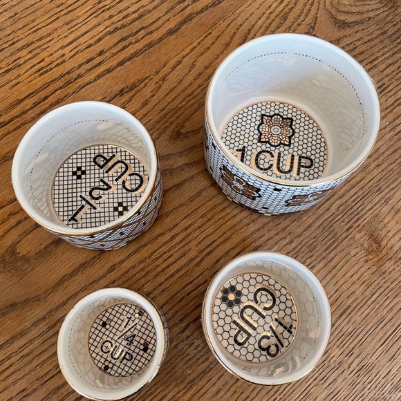 Anthropologie Bistro Tile Measuring Cups Set Nesting Dish Bowl